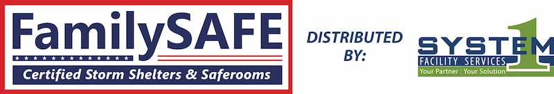 FamilySAFE storm shelters logo with distributor information