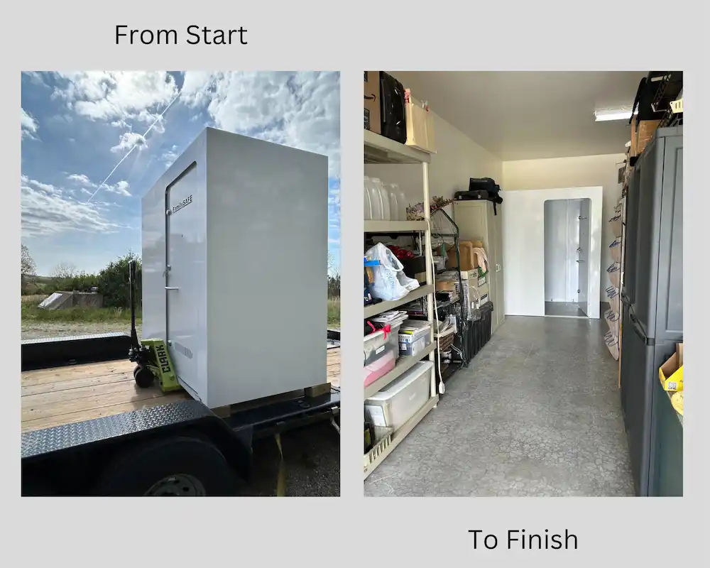 Before and after storage room transformation