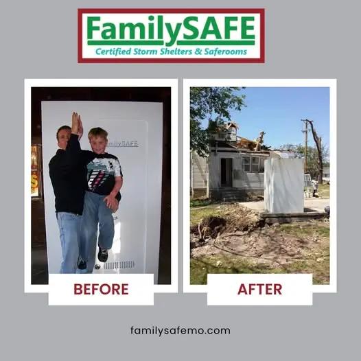 Before and after storm shelter survival comparison