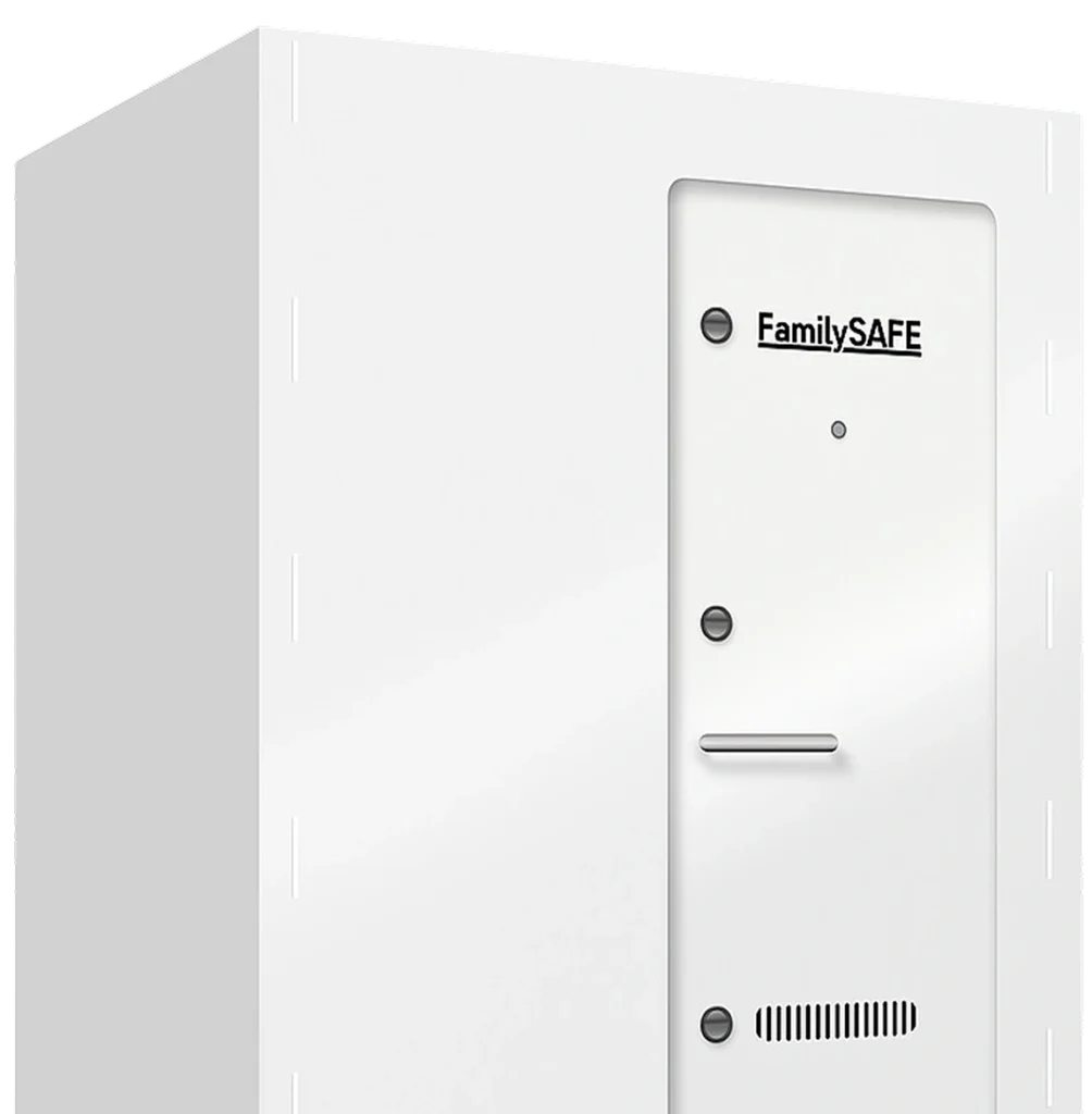 White storm shelter with secure door