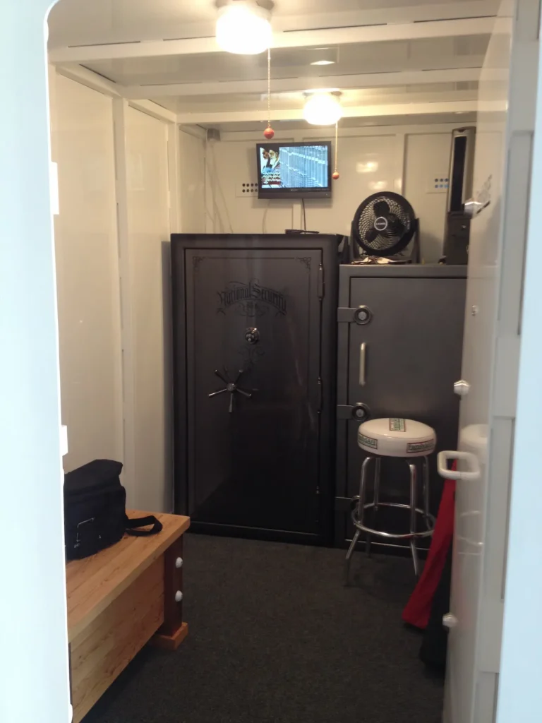 Small secure room with large gun safes