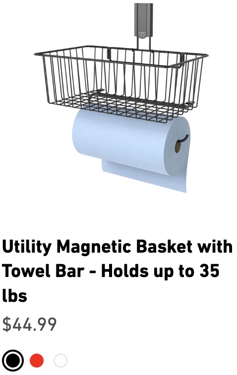 Magnetic wire basket with built-in towel bar